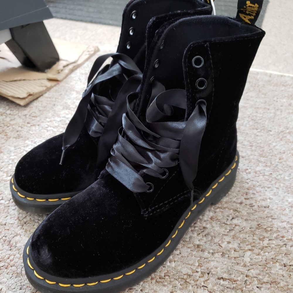 Dr. Martens Black Velvet 1460 Boots